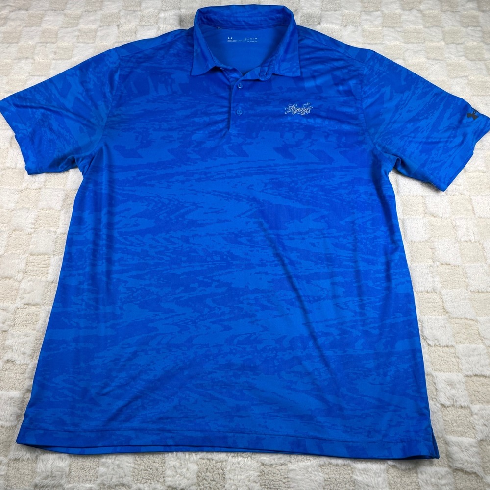 Under Armour Mens Polo Shirt XL Blue Golf The Legends‎ HeatGear Loose